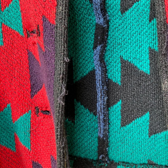 Silverado Southwestern Jacket Women's Medium Red Teal Geometric blanket Cotton - Picture 10 of 13